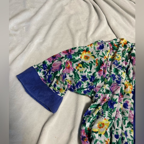 Vintage Gold Label Victorias Secret Bath Robe Terry Cloth Lined Floral One Size - Picture 10 of 12